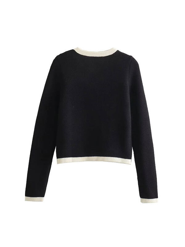 TRAF 2024 Jesen Skraćeni kardigani za žene Novi džemper s jednim kopčanjem Pleteni kardigani Ženski pleteni kaput dugih rukava