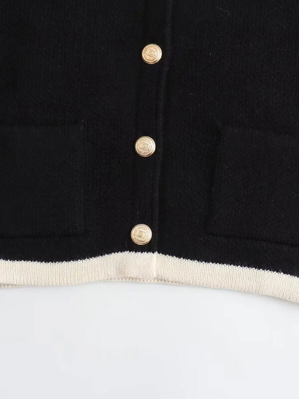 TRAF 2024 Jesen Skraćeni kardigani za žene Novi džemper s jednim kopčanjem Pleteni kardigani Ženski pleteni kaput dugih rukava