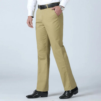 Pantaloni de costum subțiri de vară, ocazional pentru bărbați, toamnă, gros, 100% bumbac, clasici, pantaloni elastici, la modă de afaceri, haine de marcă masculină RIYBEO