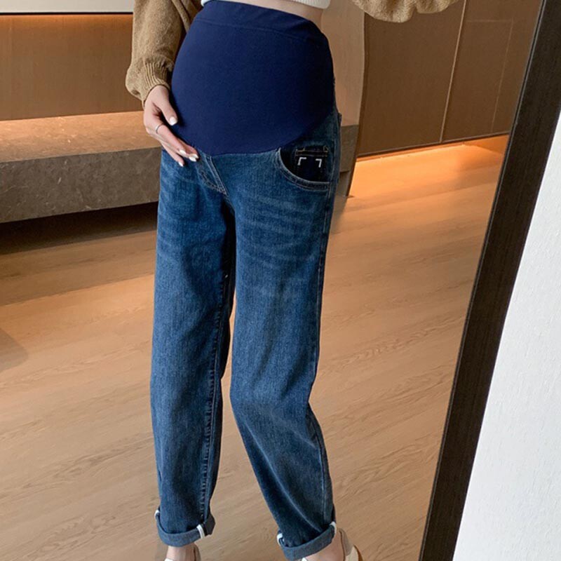 Trudničke trbušne hlače Boyfriend traperice Trudničke hlače za trudnice Odjeća Hlače visokog struka Široke traperice