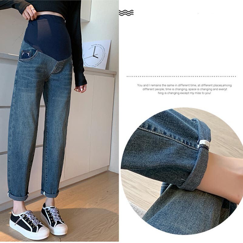 Trudničke trbušne hlače Boyfriend traperice Trudničke hlače za trudnice Odjeća Hlače visokog struka Široke traperice