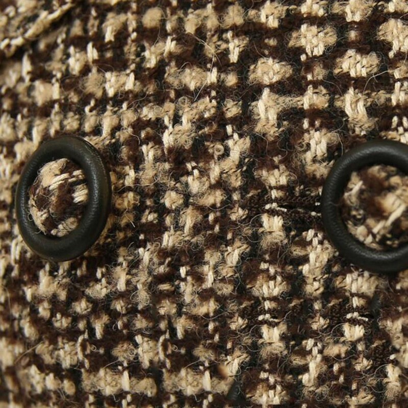 Jauns sieviešu vilnas maisījuma mētelis, ziema 2023. gada rudens modes elegants, rūtains rūtains mētelis, slaids, garš, tvīda vilnas sieviešu virsdrēbes