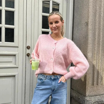 Cardigane tricotate Mohair, dulci, elegante, elegante, cu decolteu O, cu mâneci lungi, pulover 2024, toamna pentru femei, pulovere la modă