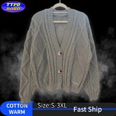 Jesenski pleteni ženski sivi kardigani dugih rukava s V-izrezom Zimski jakni džemper koji održava toplinu Modni jednobojni ležerni gornji dijelovi 2024.