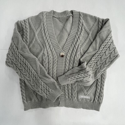 Jesenski pleteni ženski sivi kardigani dugih rukava s V-izrezom Zimski jakni džemper koji održava toplinu Modni jednobojni ležerni gornji dijelovi 2024.