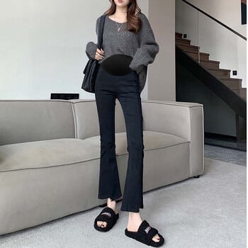 Slim Boot Cropped Jeans για μητρότητα 2024 Μόδα Άνοιξη Καλοκαίρι Μαύρο τζιν παντελόνι για έγκυες γυναίκες Casual νεανική εγκυμοσύνη