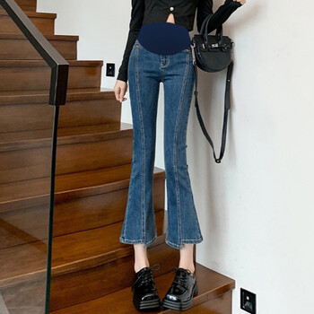 Slim Boot Cropped Jeans για μητρότητα 2024 Μόδα Άνοιξη Καλοκαίρι Μαύρο τζιν παντελόνι για έγκυες γυναίκες Casual νεανική εγκυμοσύνη