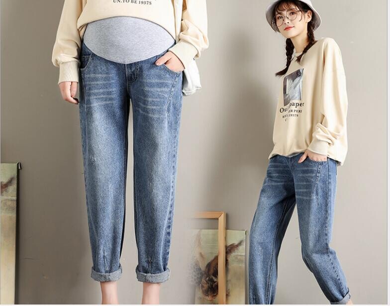 Нови дънкови дънки Панталони за бременни за бременни Дрехи панталони Бременни клинове Панталони Ретро дънки Панталони за бременни Дрехи