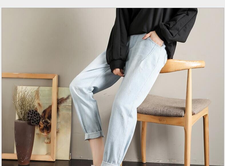 Нови дънкови дънки Панталони за бременни за бременни Дрехи панталони Бременни клинове Панталони Ретро дънки Панталони за бременни Дрехи