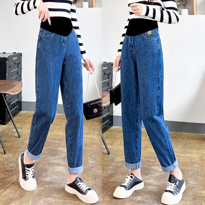 Бременни дрехи за бременни Панталони Дънки Панталони за бременни за бременни Дрехи Панталони с висока талия Свободни дънки от деним