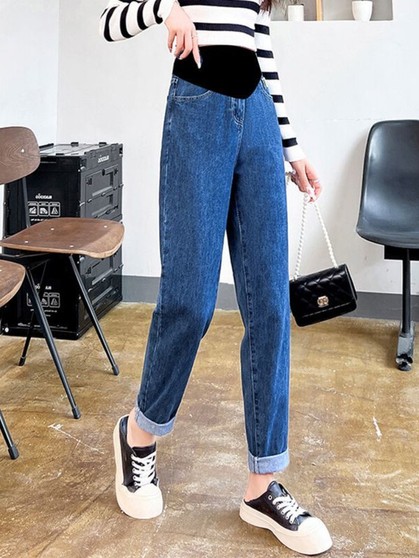 Бременни дрехи за бременни Панталони Дънки Панталони за бременни за бременни Дрехи Панталони с висока талия Свободни дънки от деним