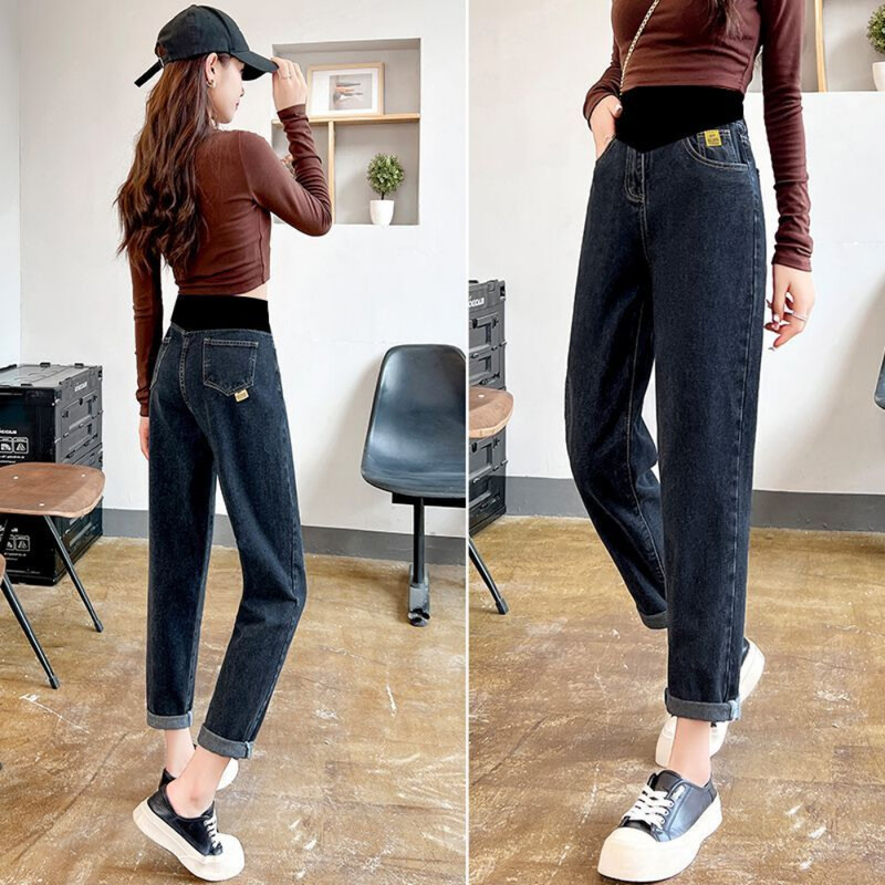 Бременни дрехи за бременни Панталони Дънки Панталони за бременни за бременни Дрехи Панталони с висока талия Свободни дънки от деним