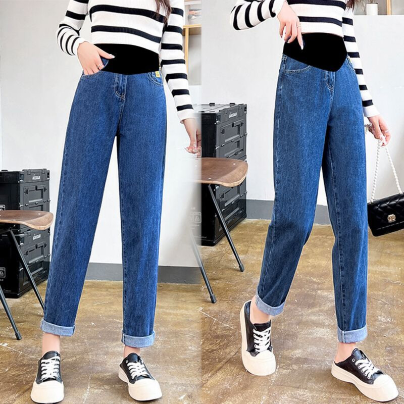 Бременни дрехи за бременни Панталони Дънки Панталони за бременни за бременни Дрехи Панталони с висока талия Свободни дънки от деним