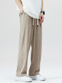 2024 Noua vară Pantaloni de trening cool pentru bărbați Pantaloni drepți casual de modă coreeană Pantaloni largi cu talie cu bandă semi-lată Pantaloni largi pentru bărbați