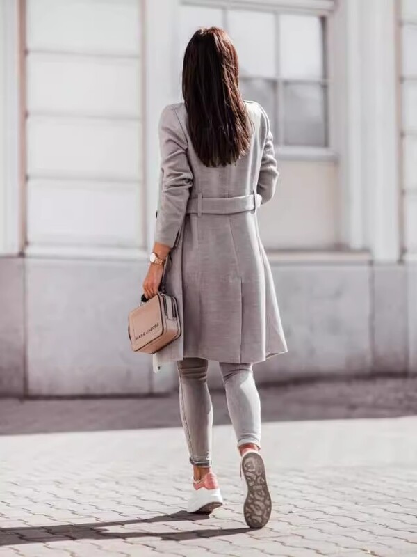 Jachetă nouă de lână cu bretele de toamnă și iarnă pentru femei, personalizată și versatilă pentru navetă