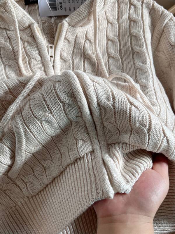 Solid Twist trikotāžas jaka ar kapuci sievietēm rudens ikdienišķa kokvilnas rievota apdare ar rāvējslēdzēju aiztaisāms džemperis Vintage ielas apģērbs, apgriezts mētelis