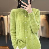 Μάλλινη ζακέτα Γυναικεία πουλόβερ με μακρυμάνικο λαιμόκοψη Πλεκτό Κορεάτικο στυλ Hollow Out New In Outerwear Mujer Knitwear Ανοιξιάτικα ρούχα