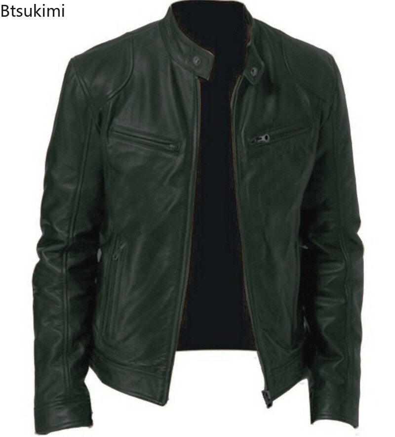 2024 Kožna motociklistička jakna Muški uski kratki kaput i ovratnik PU jakne Jesen Zima Kožni kaput otporan na vjetar Blazer Muški sakoi 5XL