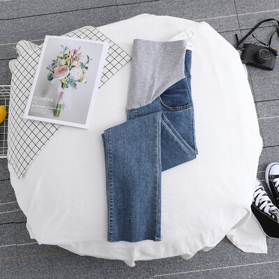 Nėščioms moterims skirti džinsai pavasariniai drabužiai nėščioms moterims, 2022 m. Nauja mada, vientisa medvilnė, palaikanti pilvą, nėštumą, nešioti kelnes