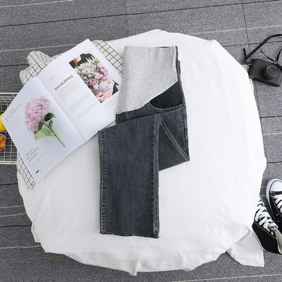 Nėščioms moterims skirti džinsai pavasariniai drabužiai nėščioms moterims, 2022 m. Nauja mada, vientisa medvilnė, palaikanti pilvą, nėštumą, nešioti kelnes