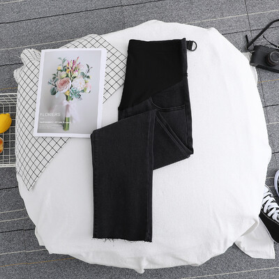 Nėščioms moterims skirti džinsai pavasariniai drabužiai nėščioms moterims, 2022 m. Nauja mada, vientisa medvilnė, palaikanti pilvą, nėštumą, nešioti kelnes