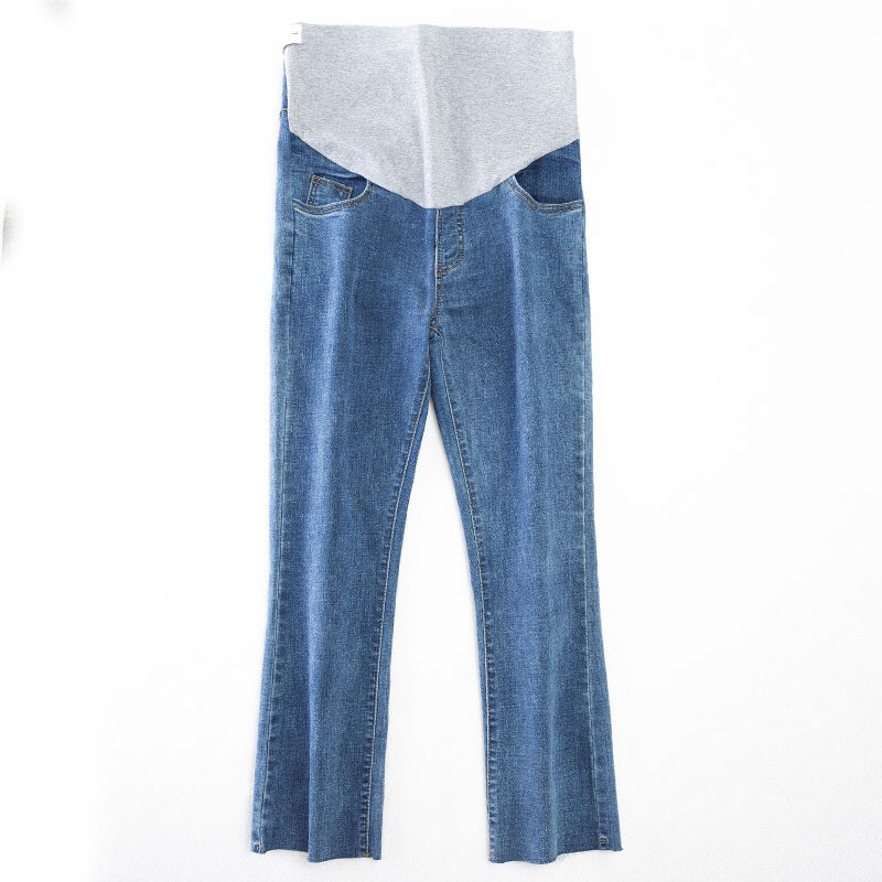 Nėščioms moterims skirti džinsai pavasariniai drabužiai nėščioms moterims, 2022 m. Nauja mada, vientisa medvilnė, palaikanti pilvą, nėštumą, nešioti kelnes