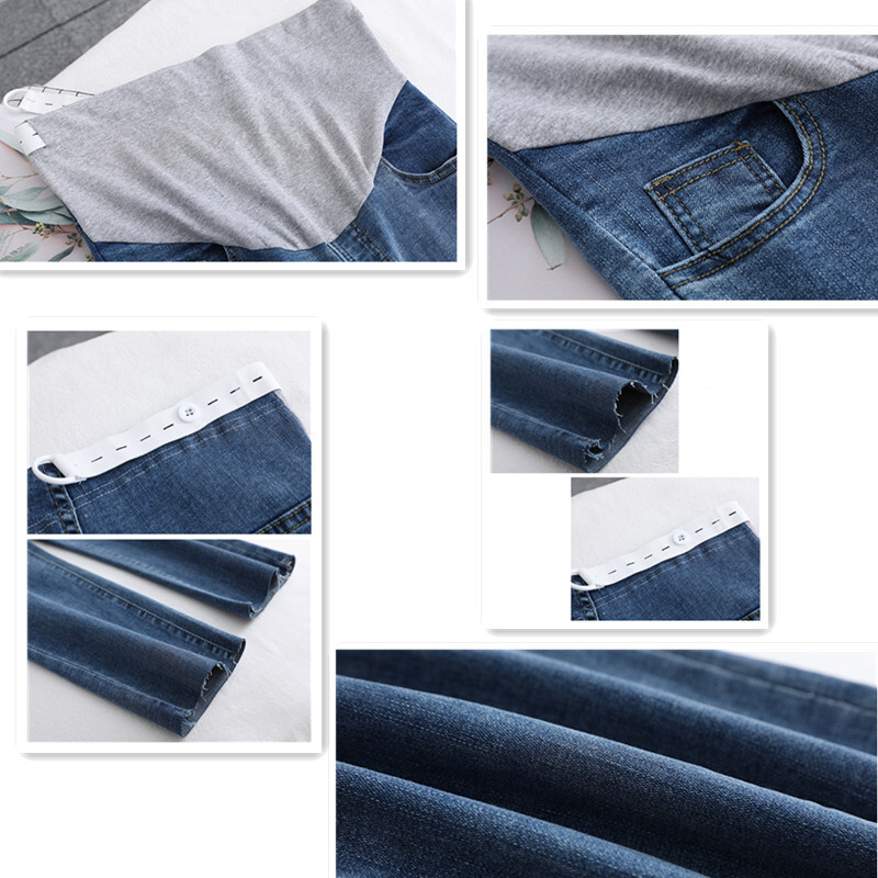 Nėščioms moterims skirti džinsai pavasariniai drabužiai nėščioms moterims, 2022 m. Nauja mada, vientisa medvilnė, palaikanti pilvą, nėštumą, nešioti kelnes
