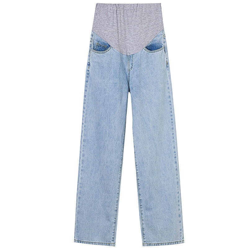 Зимна мода Деним Прави дълги дънки за бременни Широки панталони Свободен корем Дрехи за бременни Бременни Ежедневни