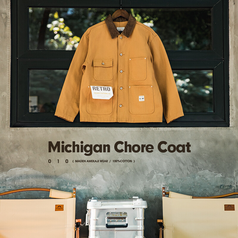 Maden Vintage Heavyweight Michigan Chore Jackets Platneni lovački kaput s više džepova za muškarce, jesenska gornja odjeća s širokim ovratnikom