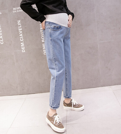 Tiesūs džinsai Nėštumo pilvo kelnės Motinystės rūbai nėščiosioms Vaikino kelnės aukštu juosmeniu Kelnės Laisvi džinsai