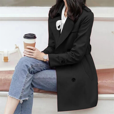 Ženska NOVA korejska modna kratka jakna 2024. Proljeće Jesen Kaput s vjetrovkom na rever Ženska jednobojna odjeća za slobodno vrijeme