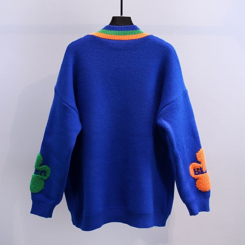 Modni ženski pleteni džemperi Kaput Jesen Zima Korejski dugih rukava V-izrez Džepovi Kardigani s gumbima Ulična odjeća Ležerni Džersej