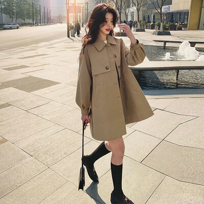 Trench Femei Stil Angliei Elegant Simplu Confort Nou All-match A-line Ulzzang Students Buzunare Топ Женский Moda coreeană Reducere fierbinte