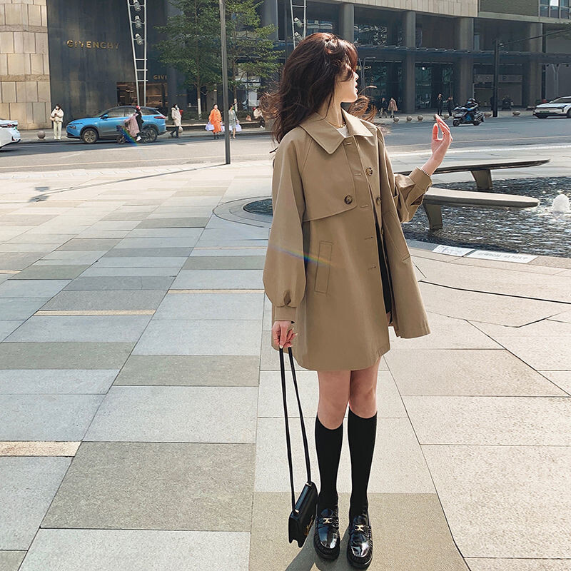 Trench Femei Stil Angliei Elegant Simplu Confort Nou All-match A-line Ulzzang Students Buzunare Топ Женский Moda coreeană Reducere fierbinte
