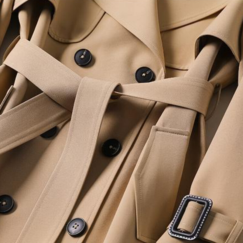 Sieviešu garie mēteļi ar V kakla divrindu vēja necaurlaidīgu jaku ar jostu, 2022. gada rudens modes ielas apģērbs, izmērs S–XL Dropshipping