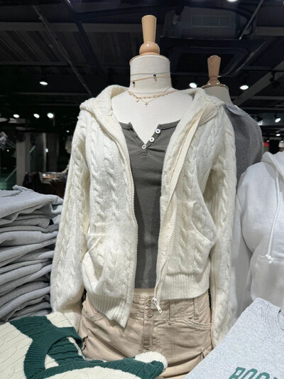 Cardigan tricotat cu flori răsucite pulover femei toamnă cu mânecă lungă cu glugă fermoar palton scurt Streetwear pulovere la modă topuri Y2K