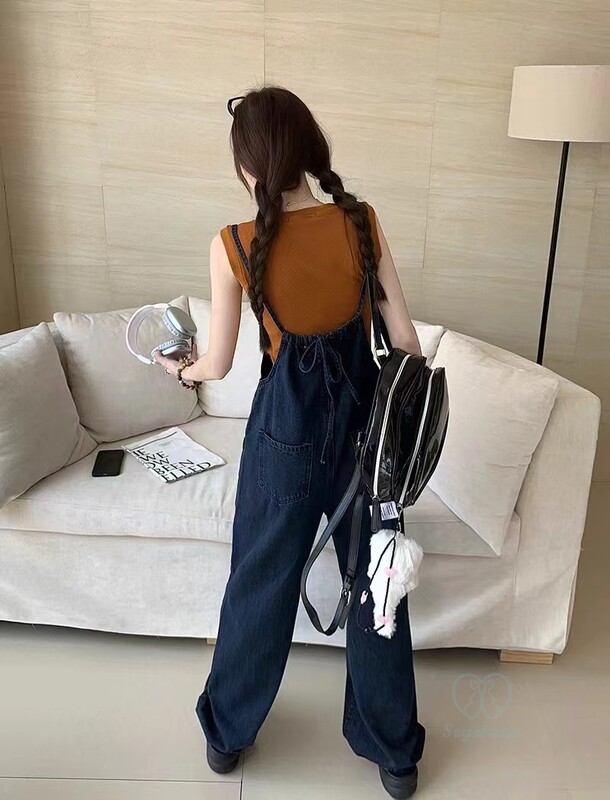 Vintage tamnoplavi traper kombinezoni Traperice za trudnice Ljetna moda Široki kombinezoni Hlače za trudnice 24SS Y2k mlade