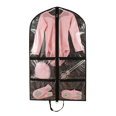 Caurspīdīgs deju kostīmu apģērba maisiņš Plastmasas deju apģērba pārvalks ar rāvējslēdzēju kabatām Apģērbu aizsargi drēbju pakarināšanai
