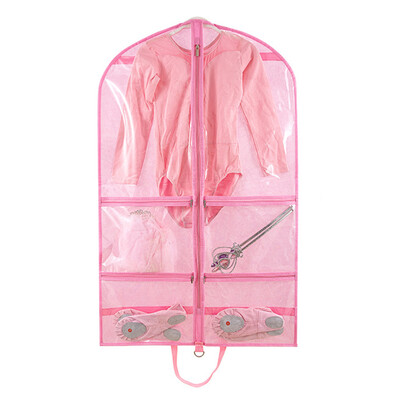 Caurspīdīgs deju kostīmu apģērba maisiņš Plastmasas deju apģērba pārvalks ar rāvējslēdzēju kabatām Apģērbu aizsargi drēbju pakarināšanai