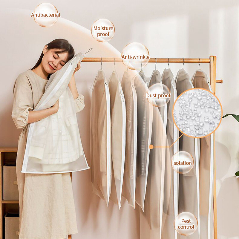 Bijele navlake za odjeću Navlake za odjeću Odjevni kaput Zaštita otporna na prašinu Viseći organizatori za odjeću Kutija za odlaganje garderobe