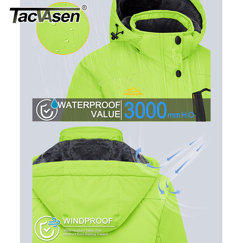 TACVASEN flīsa odere kalnu jakas Vīriešu pārgājienu jakas āra noņemams mēteļi ar kapuci Slēpošanas snovborda Parka ziemas virsdrēbes