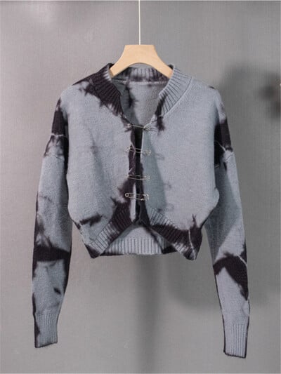 Colorfaith New 2022 Y2K Pin Tie Krāsa Vintage jakas Izgriezums Modes sieviešu rudens ziemas džemperi Īsi topi SWC3075JX