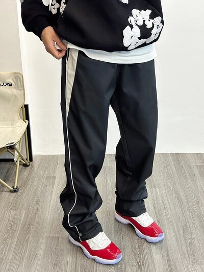 1950. aastate Ameerika kõrgtänava vanad spordipüksid, mehed, naised, suvised sirged silindrilised lahtised vabaaja pikad püksid hingavad muud