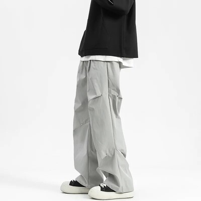 Proljeće ljeto Ravne ležerne muške hlače Jednobojne vodootporne kargo hlače Muške Harajuku ženske hlače s elastičnim strukom