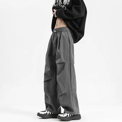 Proljeće ljeto Ravne ležerne muške hlače Jednobojne vodootporne kargo hlače Muške Harajuku ženske hlače s elastičnim strukom