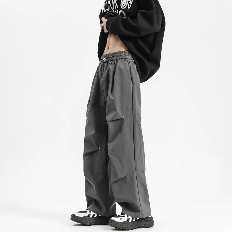 Proljeće ljeto Ravne ležerne muške hlače Jednobojne vodootporne kargo hlače Muške Harajuku ženske hlače s elastičnim strukom