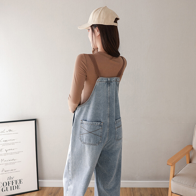 Terhes női PU bőr pántos farmer nadrágok tavaszi ősz nagy méretű bő kismama farmernadrágok divat terhes nadrágok nadrágok