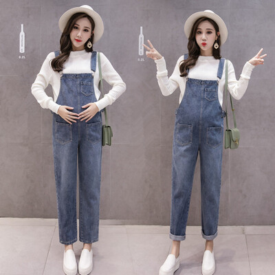 Farmer kismama kantáros nadrág farmer harisnyanadrág bő terhes női egyrészes overál Jumpsuit terhesruha nagy méretű