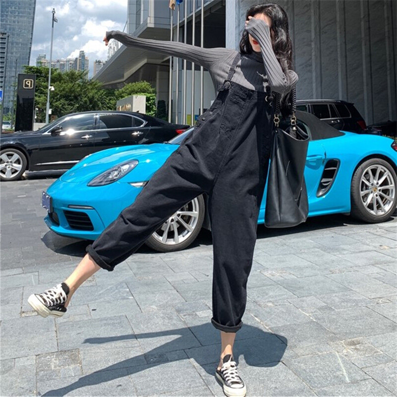 Dugi široki traper kombinezon za trudnice u korejskom stilu, jesenske traperice veće veličine za trudnice, vintage dizajn, trudničke pamučne hlače