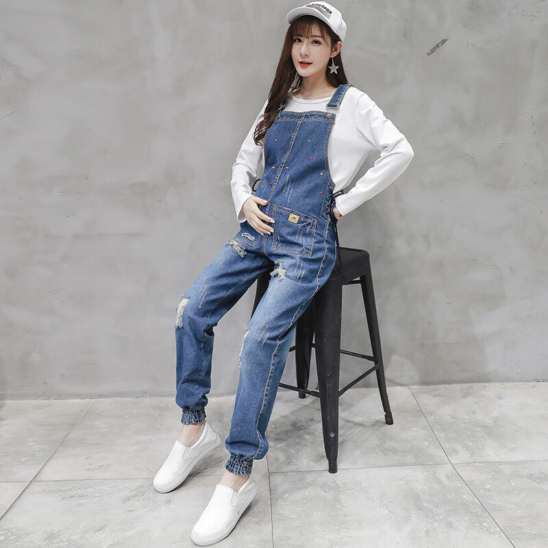 Φαρδιά Demin Σαλιάρα μητρότητας Παντελόνι Ολόσωμη φόρμα για έγκυες γυναίκες Ζαρτιέρες παντελόνι Romper Ολόσωμες φόρμες Streetwear Ρούχα εγκυμοσύνης